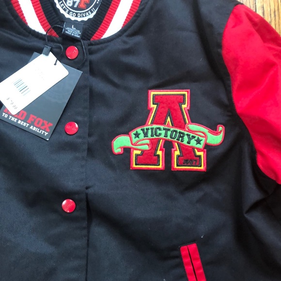 Red and Black Varsity-Inspired Jacket - Picture 3 of 6